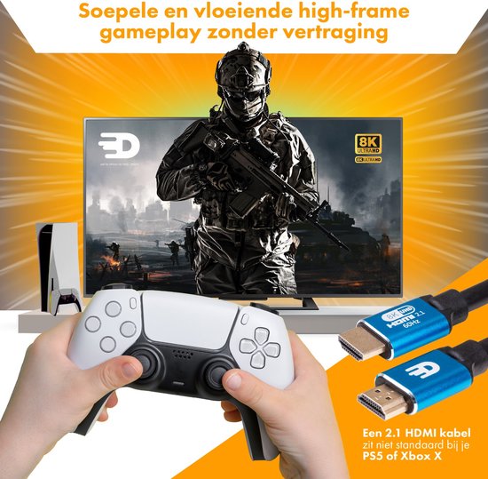 Drivv. Premium HDMI Kabel 2.1 - Ultra HD High Speed 8K - 4K 120hz - Geeignet für Xbox Series X & PS5 - 5 Meter - Blau