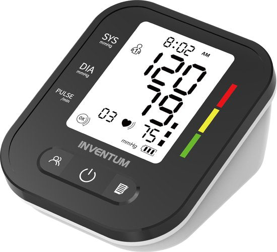 Inventum BDA435 - Oberarm-Blutdruckmessgerät - Herzfrequenzmessgerät - Manschette 22 bis 42 cm - Vollautomatisch - Unregelmäßiger Herzschlag - Inklusive Batterien