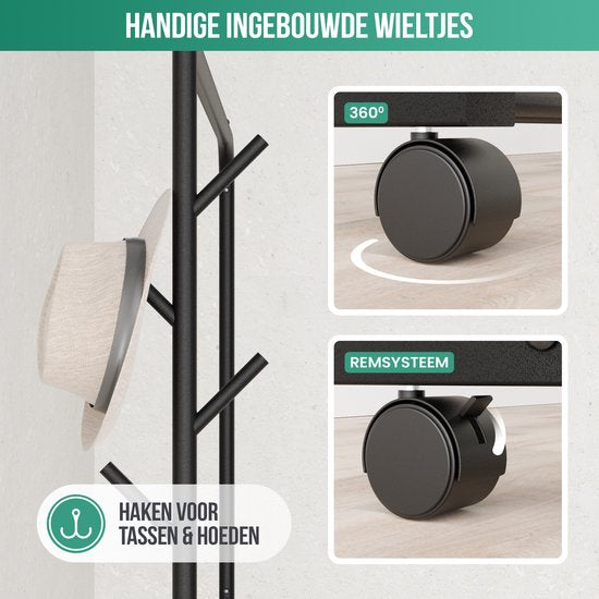 Avalo Kleiderständer auf Rädern Schwarz - Metall - 100x40x156 - Aufbewahrung für Schuhe