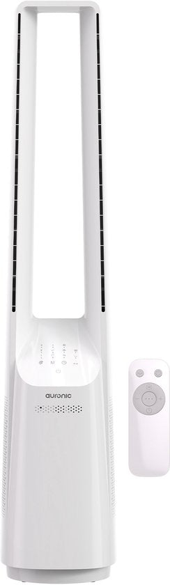 Auronic Turmventilator Lamellenloses Modell - Luftkühler - Leise - 101 CM - 6 Geschwindigkeiten - Mit Zeitschaltuhr - 39 dB - Weiß