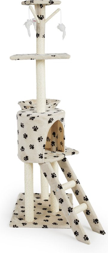 Lifa Living Kratzbaum - Kratzbaum - Katzenpfosten - 42x60x138,5 cm - creme/schwarz