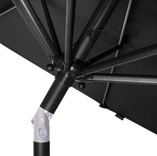 VONROC Premium Stick Sonnenschirm Recanati Ø300cm - Inkl. Sonnenschirmfuß & Schutzhülle - Runder Sonnenschirm - Neigbar - UV-beständiges Tuch - Schwarz