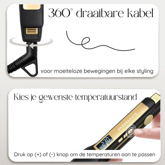 Sansbeauté® Professionelles Glätteisen - 2 in 1 - Lockenstab - Glätteisen - Haarglätter - Schnelles Aufwärmen - 80℃ bis 230℃ - Glätten & Locken - ION-Technologie