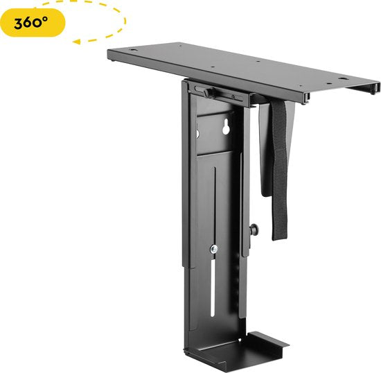 BRASQ Universal CPU-Halterung - Verstellbar - 360-Grad-Drehung - Kapazität 10 KG - 53x18x22 cm (LxBxH) - Schwarz