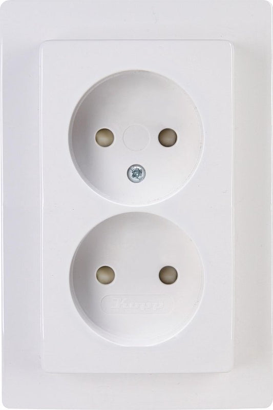 Kopp Paris Steckdose ohne Schutzkontakt - WCD - 2 Volt - 230 Volt - Arctic White