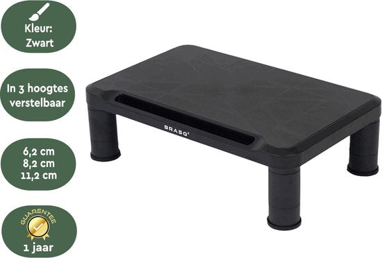 BRASQ Monitorständer Schwarz MS100 - Monitorständer für Laptop oder Display - Höhenverstellbar 38x24x11,2 cm