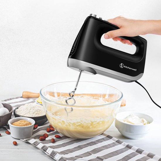 Kitchenwell - Handrührgerät - 6 Geschwindigkeiten und Turbofunktion - 400W - Schwarz
