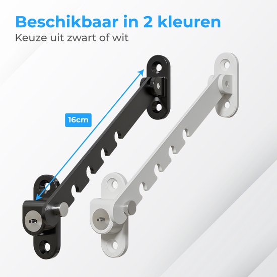 Nuvance Fensterhebel – Fensterarretierung – Kippfensterhalter – Windhaken – 5 Positionen – Fensterschloss – Windhaken – Kindersicherung – Schwarz