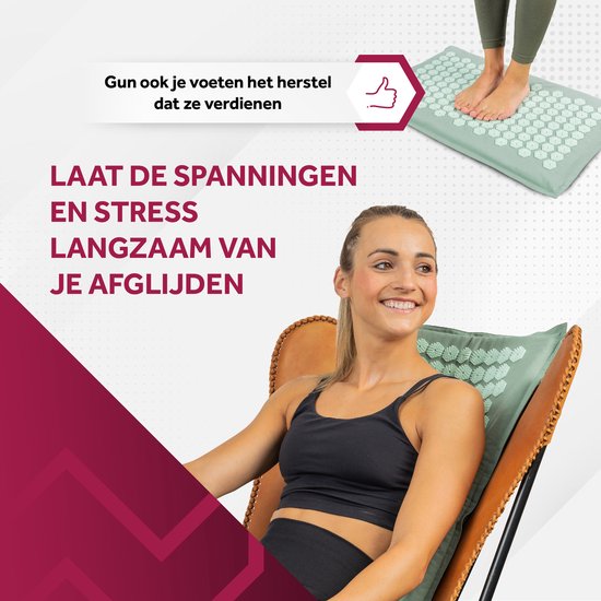 Northwall Nagelmatte - Mit Kissen & Tragetasche - Akupressurmatte - Akupunktur - Meditation - Shakti Massage - Grün