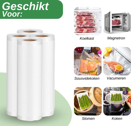 Vaive Vakuumierer 4 Stück - 30 x 600 - Vakuumbeutel Lebensmittel - Vakuum- / Sous Vide Beutel - BPA frei