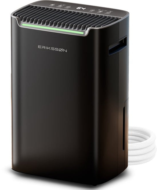 Erikssøn Dry Pro Plus Luftentfeuchter 20L - Waschtrocken, Timer & Hygrometer - Haus, Schlafzimmer, Badezimmer - Schwarz