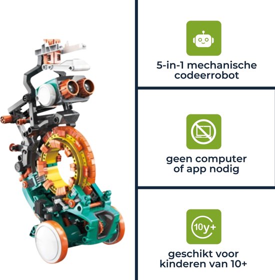 Lernroboter, 5-in-1-Baukasten, Roboter, Programmieren lernen, MINT-Bauspielzeug, Grundlagen des Programmierens lernen, ohne Computer oder App