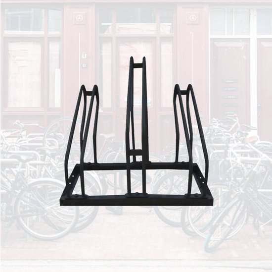 BRASQ Fahrradträger für 3 Fahrräder - Fahrradständer - Fahrradträger - Fahrradhalterung für Boden Inklusive Befestigungsmaterial - Schwarz