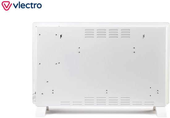 Vlectro - Elektroherd & Konvektor - 2000W - LED Display & Fernbedienung - Weißes Metall & Kunststoff - Wandmontage & freistehend - Energieeffizient mit Thermostat