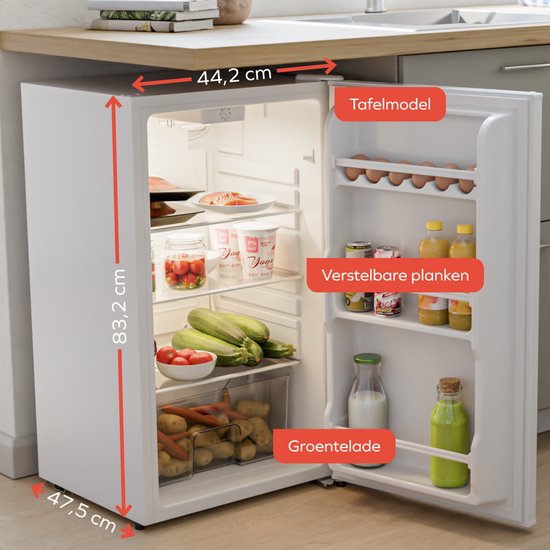 KitchenBrothers Kühlschrank - 92L - Tischmodell - Eisfach - Frigo - Freistehend - Weiß