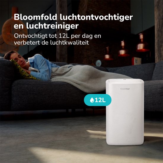 Bloomfold Luftentfeuchter DryPure – 12 L/Tag – HEPA Filter – Timer – Weiß