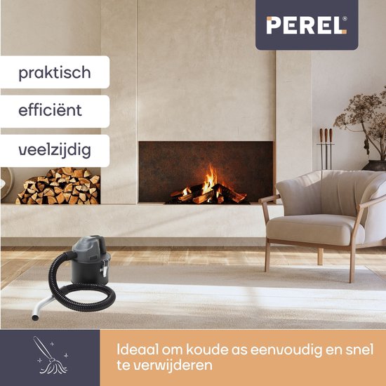 Perel Mini-Aschesauger, Kaminsauger, Aschesauger, Kaminsauger, Grillsauger, Trockensauger mit flexiblem Schlauch 0,3 m, HEPA-Filter, Saugfunktion, ohne Beutel, 600 W, 4 L