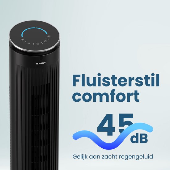 Auronic Turmventilator – 5 Geschwindigkeiten – 90° Oszillation – 105 cm – Schwarz