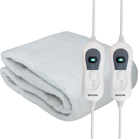 Auronic Electric Blanket XL - 190x160 cm - 2 Personen - Spannbetttuch mit elastischen Bändern - Heizdecke - Weiß
