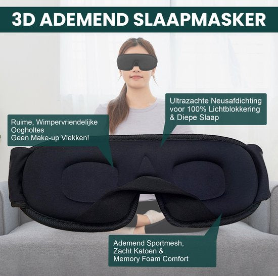 Novalance - Luxus Schlafmaske - 3D Ergonomisch - 100% Verdunkelung - Memory Schaumstoff - Schlafmaske - Augenmaske