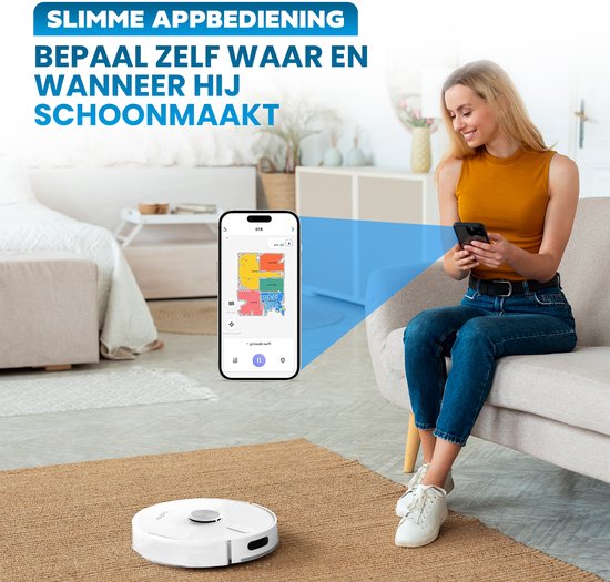 Redkey R10 Staubsaugerroboter mit Wischfunktion - Staubsaugerroboter mit Ladestation - Saugroboter entleert sich automatisch - Staubsaugerroboter - Wischroboter - Weiß
