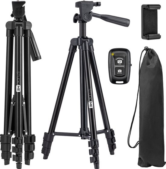 Studio ME Stativ Smartphone - 128 cm - Inkl. Bluetooth-Fernbedienung - Schwarz