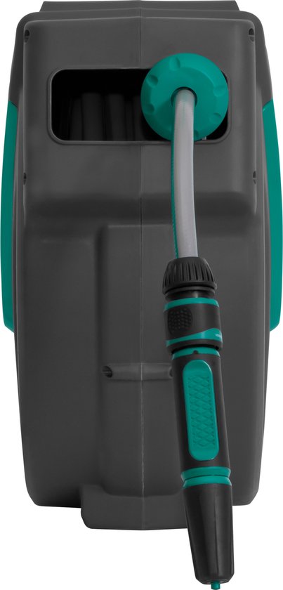 VONROC Wand-Schlauchbox - Inkl. 25m Gartenschlauch, Verbindungsschlauch, Tülle, Kupplungen & Wasserhahnanschluss - Automatisches Aufrollsystem