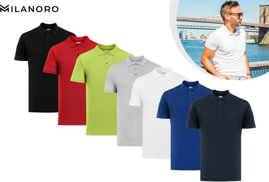 Milanoro - 2XL - Poloshirt - Herren - Marineblau