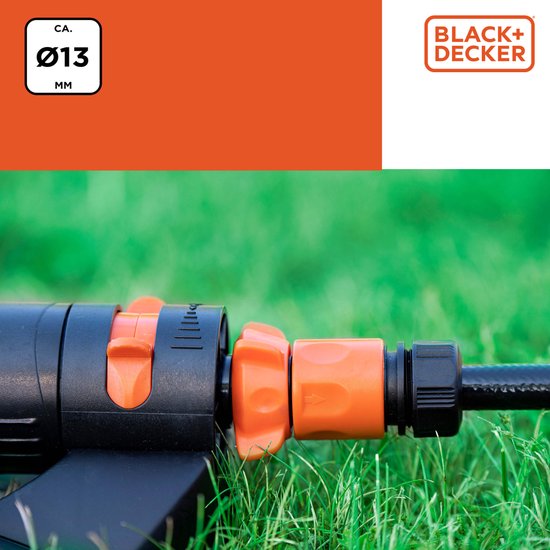 BLACK+DECKER Gartenschlauch Schnellkupplung - 1/2'' - ⌀13 mm - Kunststoff - Schwarz/Orange