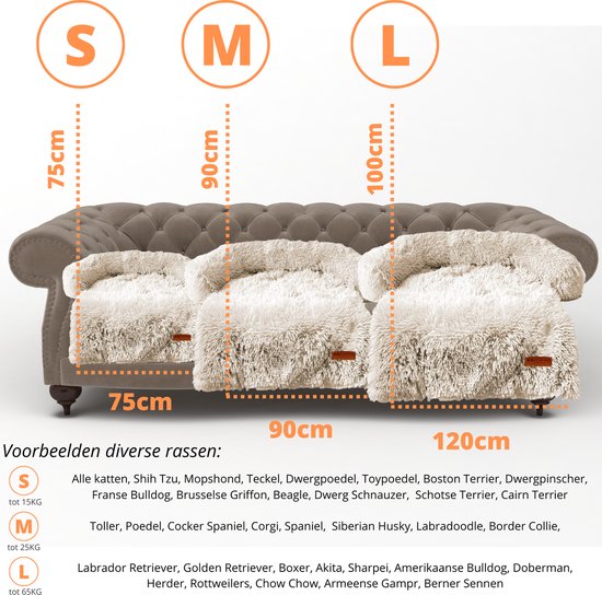 By Cee Cee Original Hundedeckenbank - Hundedeckenbank - Hundekorb - Premium - komplett abnehmbar - flauschiges Mocha - Größe M - 90x90