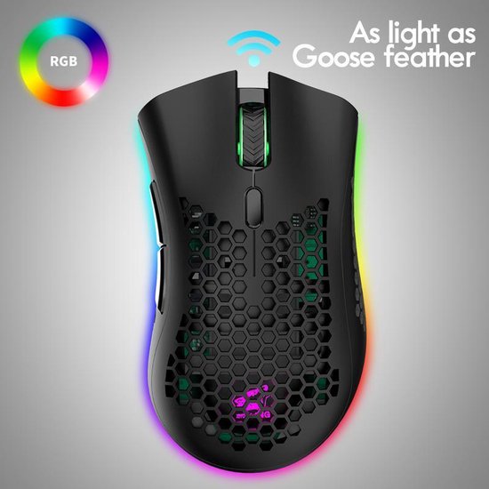 ZIYOU LANG X3 Wireless Gaming Maus - RGB-Waben-Gaming-Maus - Gaming-Maus - Schwarz