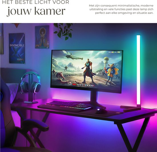 tectake® Smart LED Stehleuchte Spectra - Eckleuchte mit 16 Millionen Farben - 200 Lichteffekte - Smart Stehleuchte - 145 cm - dimmbar - Steuerung per App, Fernbedienung, Knopf und Stimme - Stehleuchte für das Wohnzimmer - Atmosphere Lighting