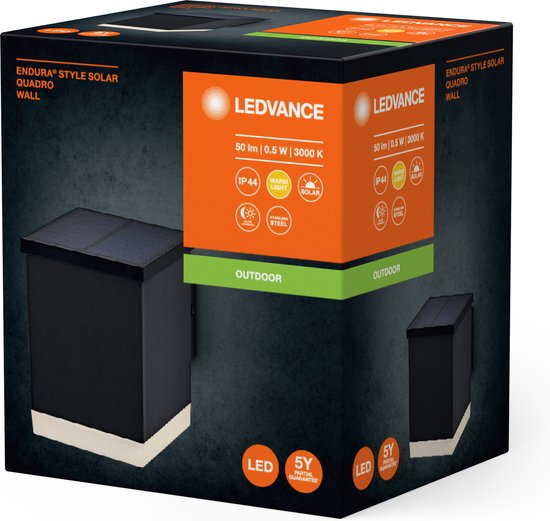 LEDVANCE Endura Style Wandleuchte - 0,5W - 50lm - Schutzart IP44 - Warmweiß - Edelstahl - Dunkelgrau