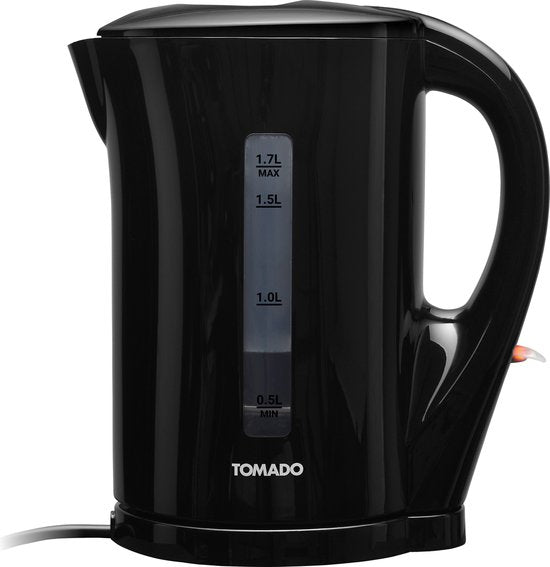 Tomado TWK1700B - Wasserkocher - 1,7 Liter - Kunststoff - Leichtgewicht - Wasserstandsanzeige - Schwarz