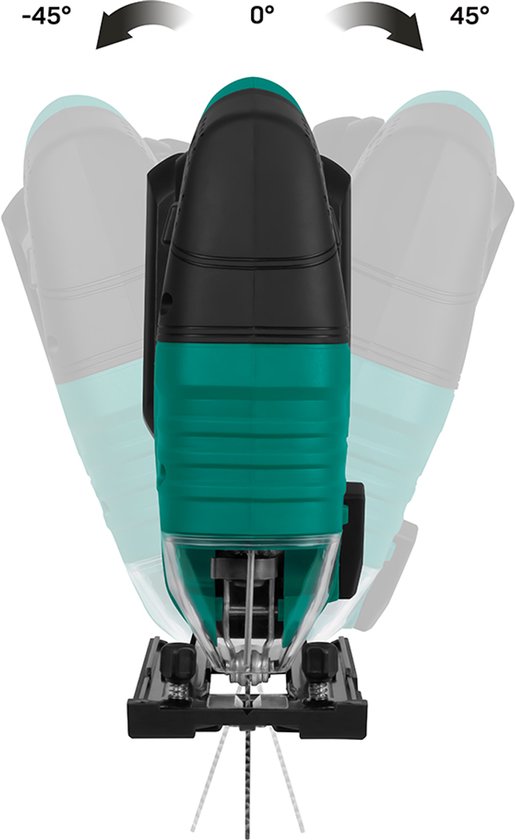 VONROC Accu-Stichsäge 20V - 4 Pendelpositionen - Schnittwinkel einstellbar von -45° bis 45° - LED-Arbeitsleuchte - Vakuum- und Blasfunktion - Inkl. 3 Sägeblätter - Exkl. Akku und Ladegerät