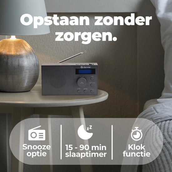 Denver DAB Radio - DAB+/ FM Radio - 40 voreingestellte Sender - Radiowecker - DAB51B