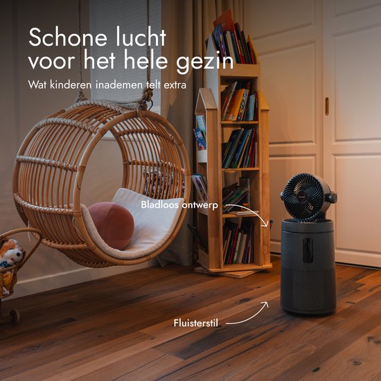 Bloomfold Ventilator und Luftreiniger Cyclone – H13-HEPA-Filter & UVC-Licht – 400 m³/h CADR – Luftreiniger – Medizinische Filterklasse gegen Pollen und Feinstaub
