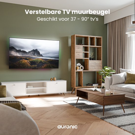 Auronic TV-Halterung - TV-Wandhalterung - drehbar und neigbar - 37 bis 90 Zoll - bis zu 65 KG - Schwarz