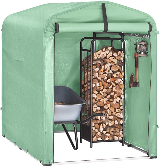 SoBuy KLS11-GR Gerätehaus, Outdoor-Gartenhaus, wasserdicht, Motorhaus mit Haken, Garage für Fahrrad und Werkzeug, Fahrradschuppen, Aufbewahrung und Lagerung, grün, 120 x 176 x 163 cm