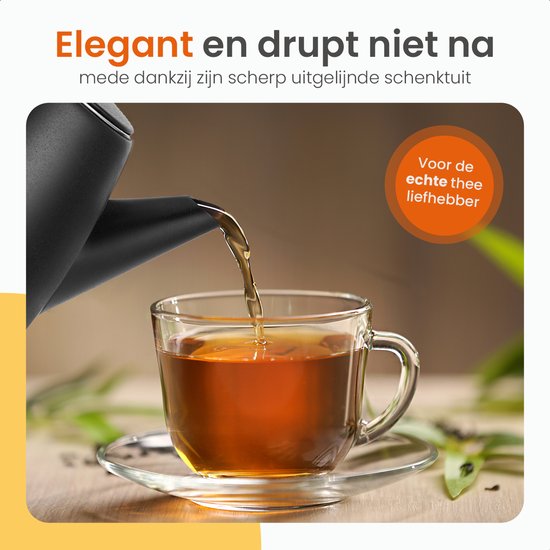 Goliving Teekanne mit Filter - 1 Liter - Teekanne - Doppelwandig - Edelstahl - Tee-Ei - Matt - Schwarz