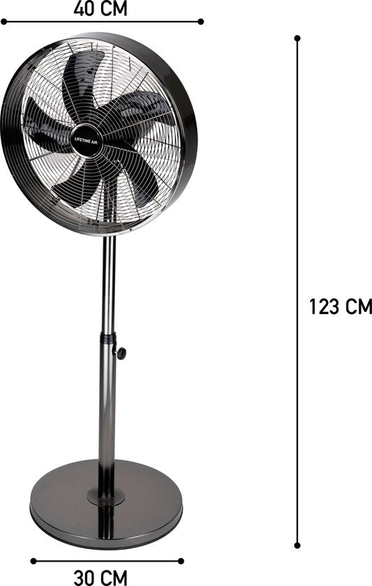 Lifetime Air Stativventilator - 230V - Höhe 85-125 CM - 3 Geschwindigkeiten - Oszillationsfunktion - Neigbar - Silber
