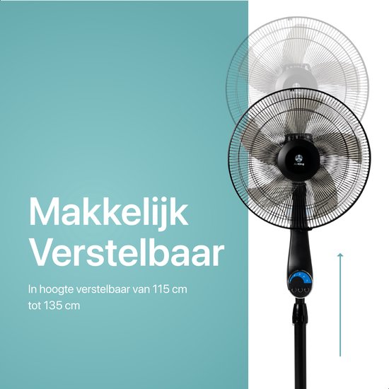 AirKing Stativ-Ventilator - Extra leise - Energieeffizient - 5 Geschwindigkeitsstufen - Schwarz