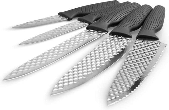 Harry Blackstone Airblade-Messerset – Scharfe und langlebige Küchenmesser – Kochmesser mit Antihaftbeschichtung – 5-teiliges Messerset für jeden Anlass
