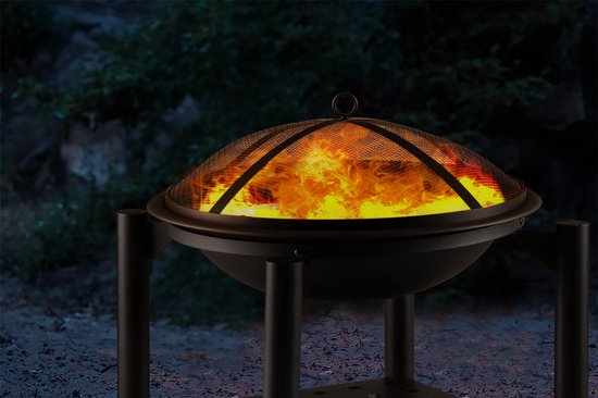 Gardebruk Feuerschale - Ø55cm Pfahl-Funkengitter-Deckel - Schwarz