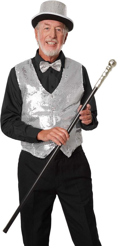 dressforfun - Paillettenweste Herren Silber XXL - Faschingskostüm Kostüm Halloween Kostüm Fasching Kostüm Partykleidung - 303970