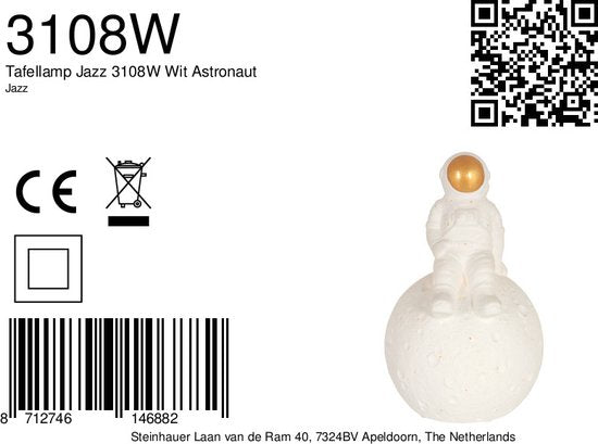 Anne Lighting Tischlampe Jazz – weiß – Keramik – 13 cm – E14-Fassung – 3108W