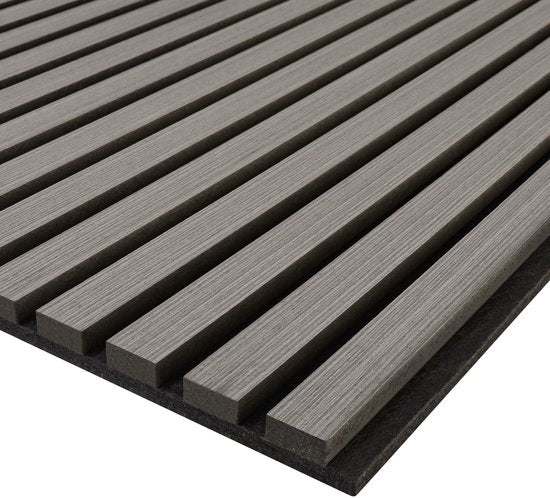 tectake® Akustikpaneele - 4er-Set - Akustik-Wandpaneele - 60 x 120 cm - 2,88 m² - Wandpaneele mit verstellbarer Größe - Lattenwand aus MDF und Holzfurnier - Schalldämmung - Stilvolle Wanddekoration - Einfache Montage - Eiche Hellgrau