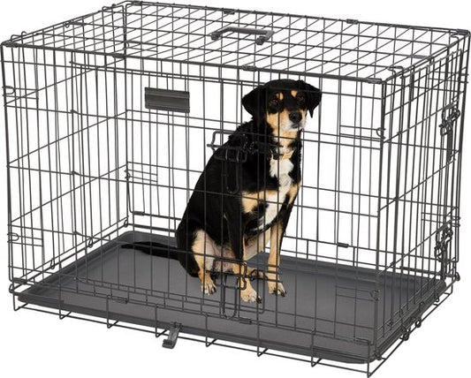 Brixy Hundebank - Sitzbank für Hunde - Größe M - klappbar - 76 x 47 x 54 CM - 2 Türen - Schwarz