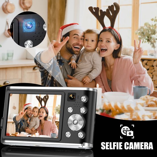 K&L Digitalkamera 4K - Fotoapparat - Fotokamera - Kompaktkamera - Vlog-Kamera - Für Kinder - Inklusive 64GB - NL Software