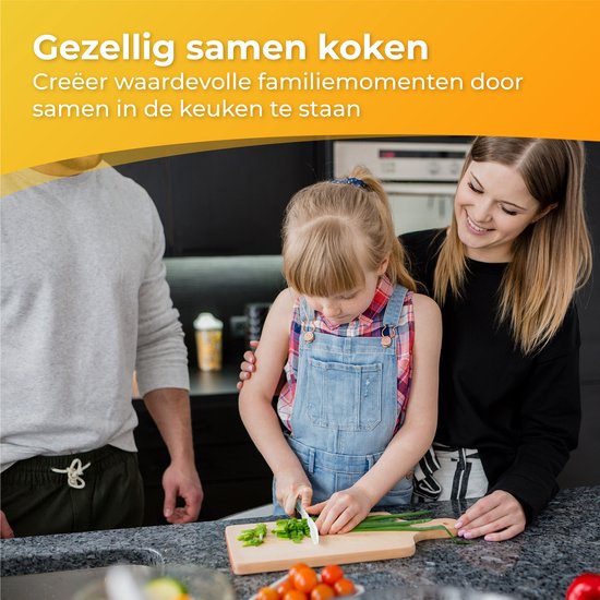 Nuvance - Kindermesserset - 17-teiliges Kochset - Kiddikutter - Kinderbesteck mit Tranchierbrett, Schälmesser, Kindermesser, Pommesschneider & Kochschürze - Kiddicutter - Kochen für Kinder - Küchenutensilien